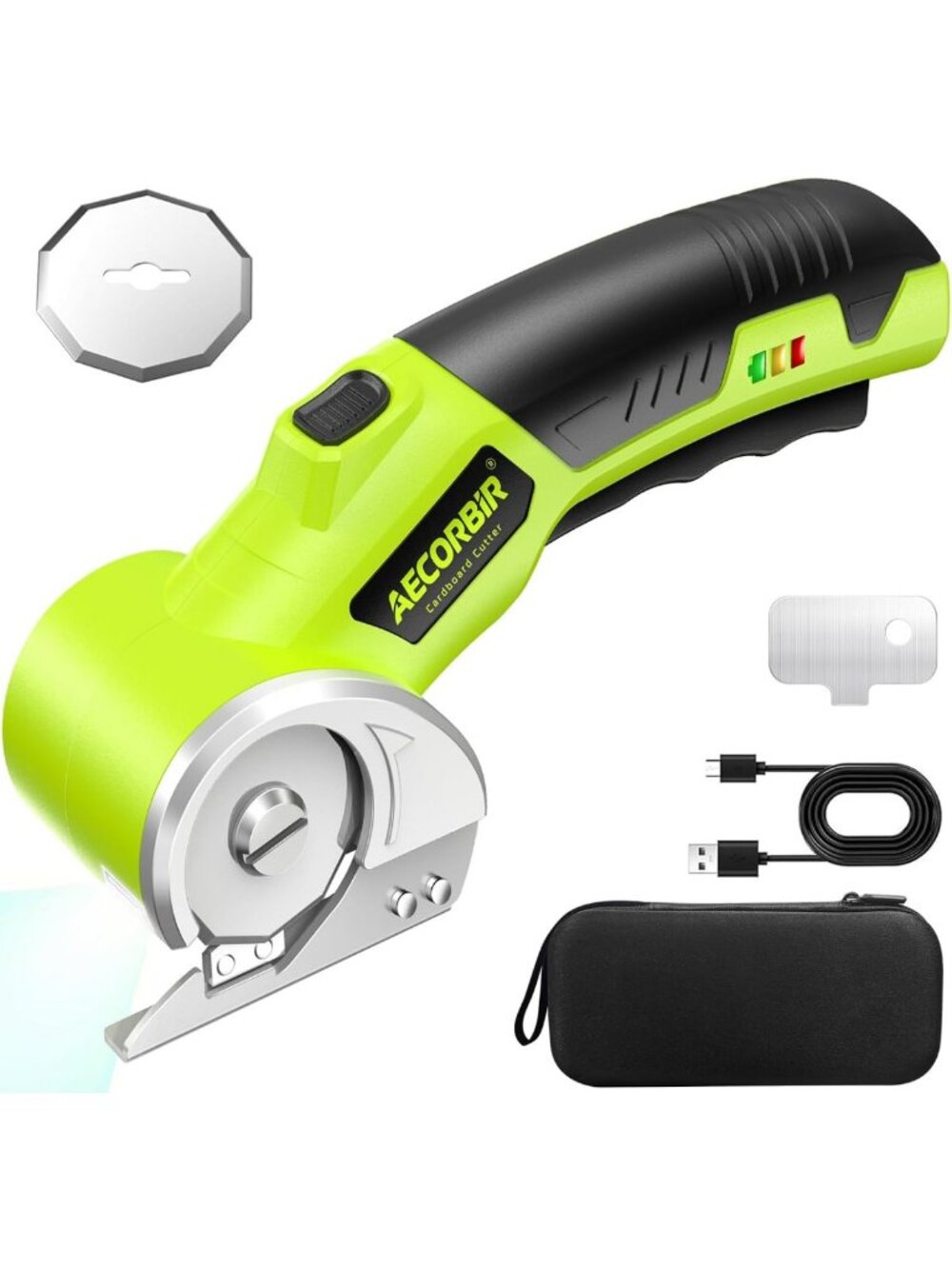 Cordless Electric Scissors - Rechargeable Rotary Cutter with LED Light & Safety